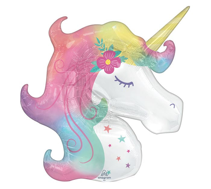 33"PKG ENCHANTED UNICORN HEAD SHAPE NO HELIUM