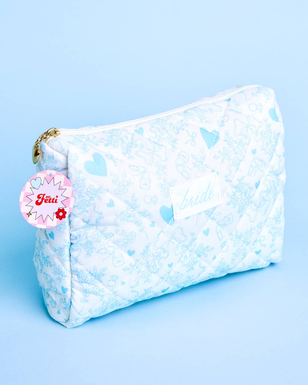 Quilted Cosmetic Bag - Bridal, Bachelorette, Something Blue