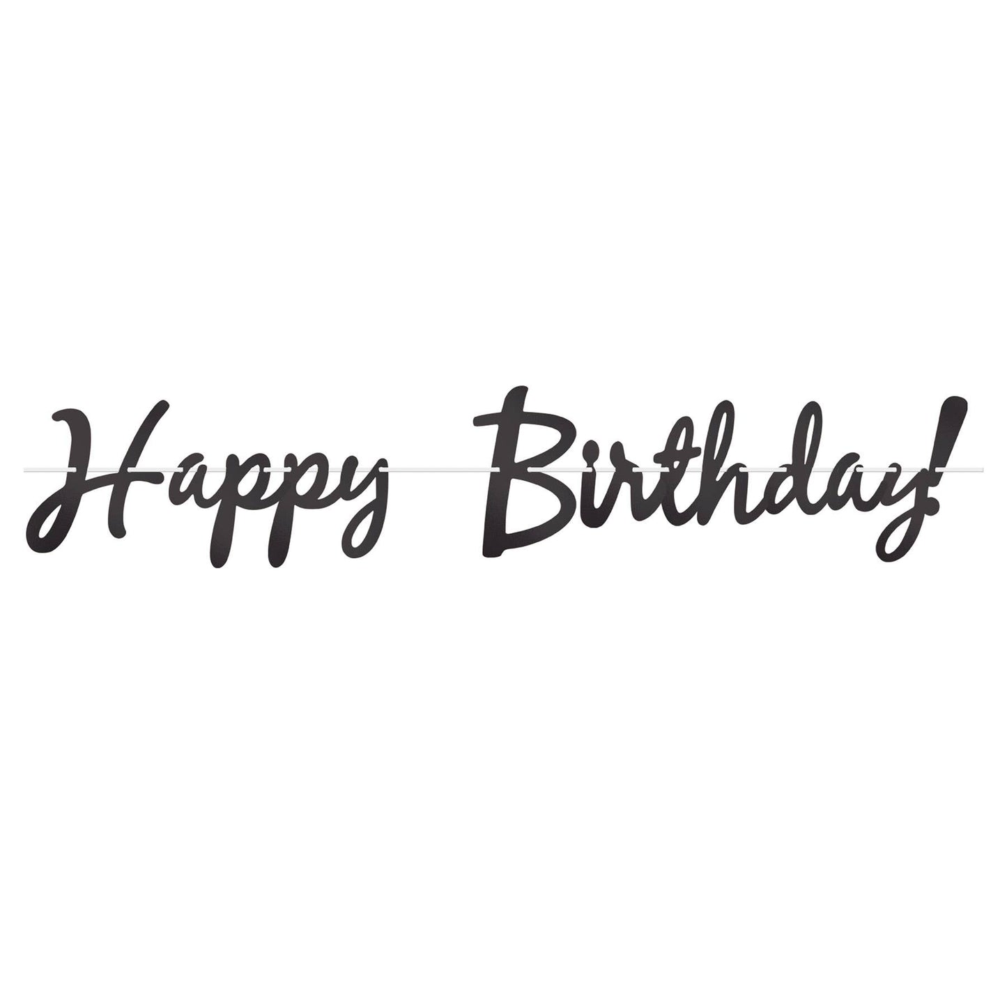 Black Foil Happy Birthday! Streamer, 9" x 5'