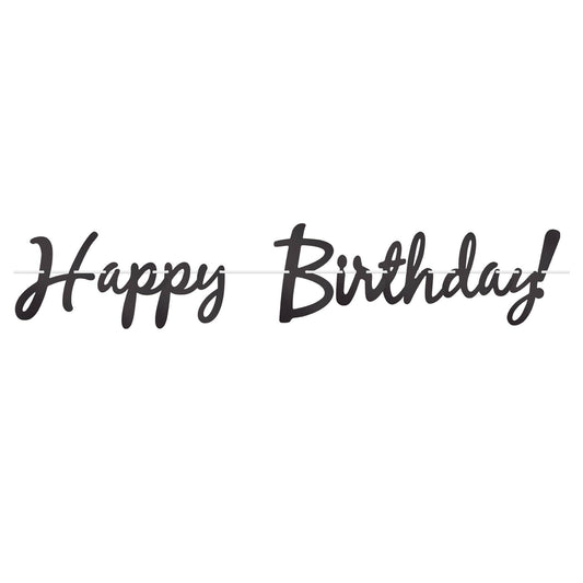 Black Foil Happy Birthday! Streamer, 9" x 5'