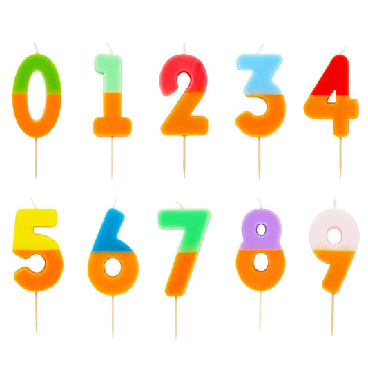 2 Tone Ombre Orange Birthday Number Candles | 0-9 | Single |