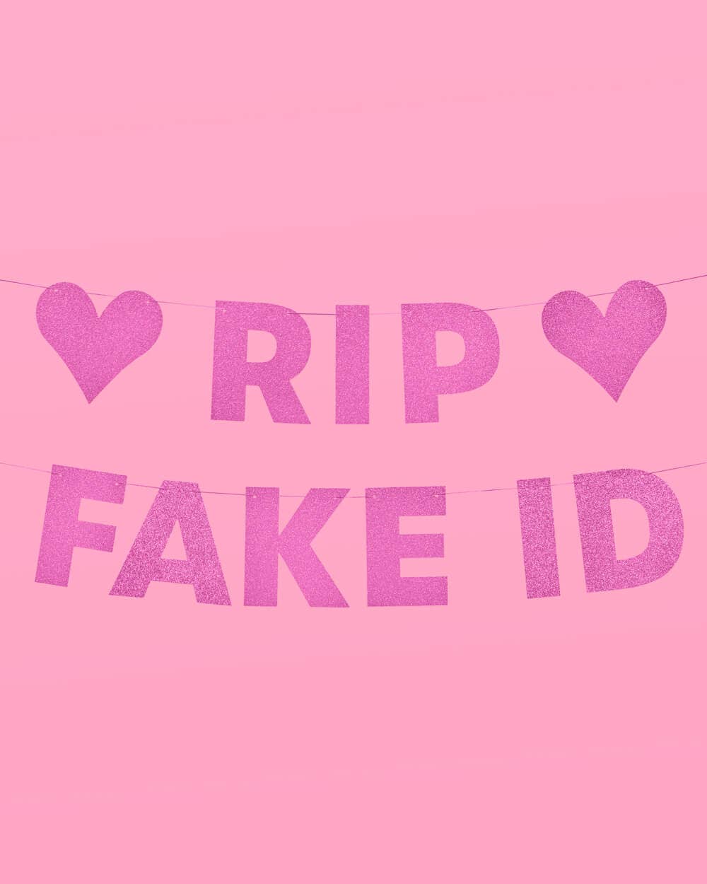 Birthday Party RIP Fake ID Banner, 21st Bday Pink Decor