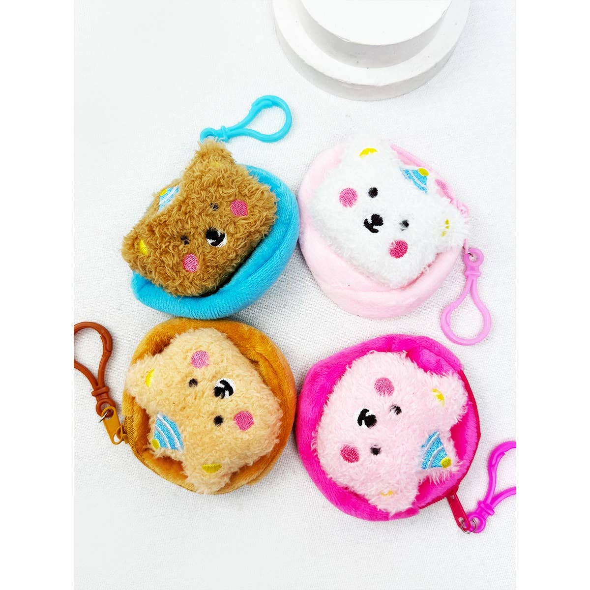 Cute Plushie Bear Character Coin Purse with Key Ring