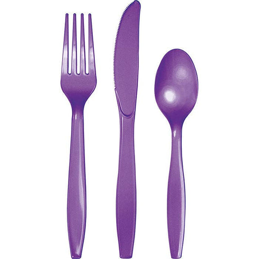 Amethyst Purple Assorted Plastic Cutlery, 24/Pkg