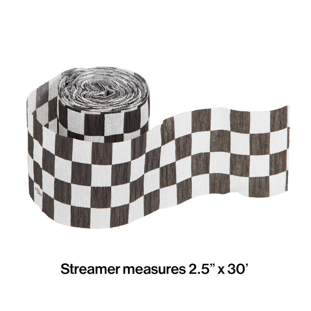 Black and White Check Streamer, 1/Pkg