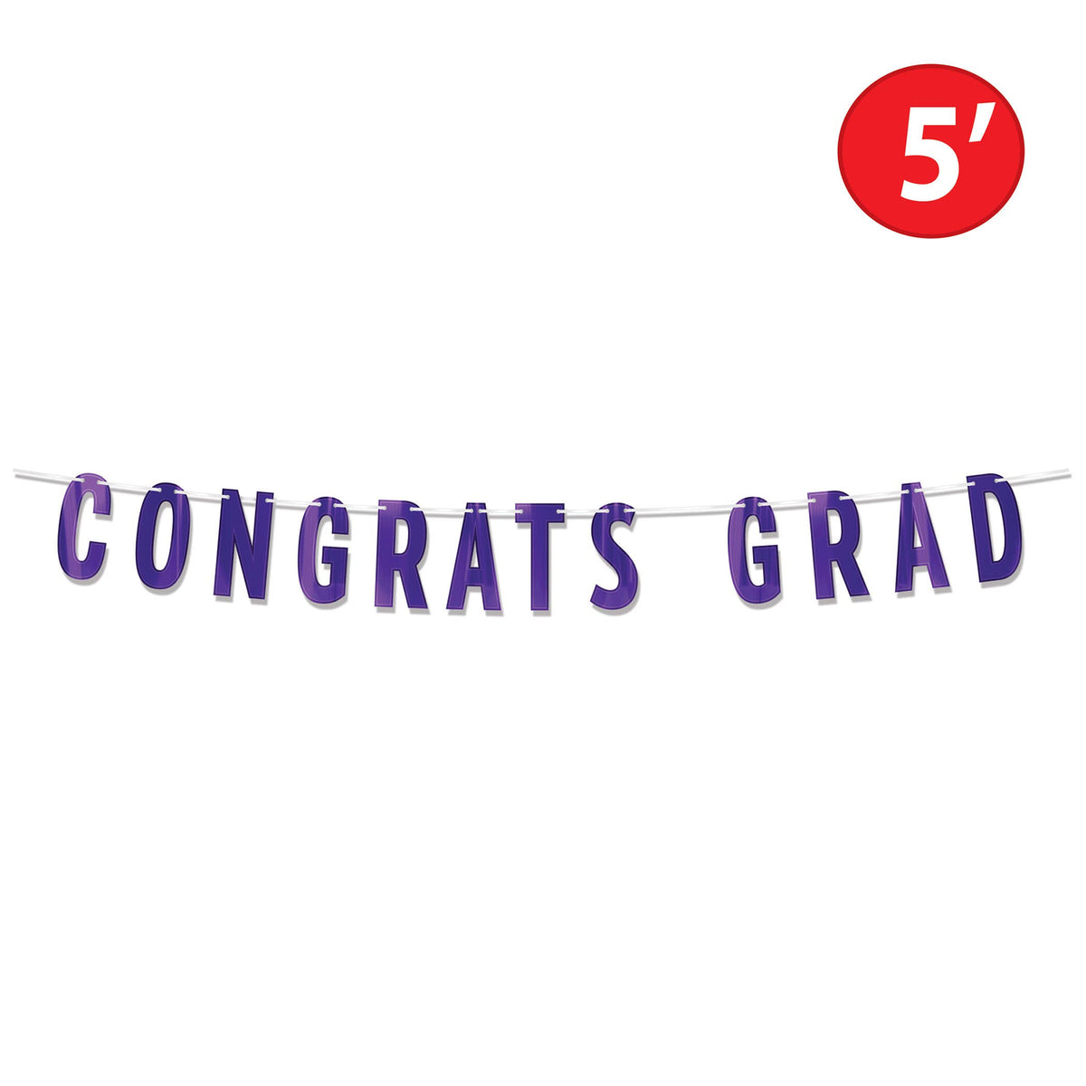 Purple Foil "Congrats Grad" Streamer, 6¾" x 5'