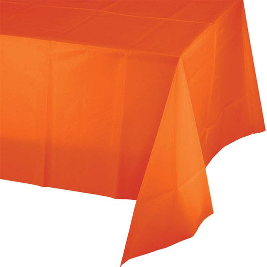 Sunkissed Orange Plastic Table Covers 54" x 108" (12/Case)