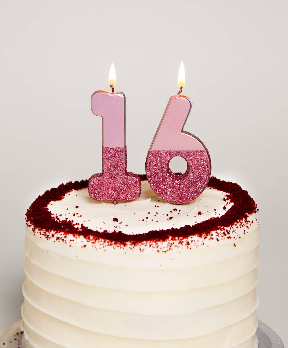 Rose Gold Glitter Number Candle 6