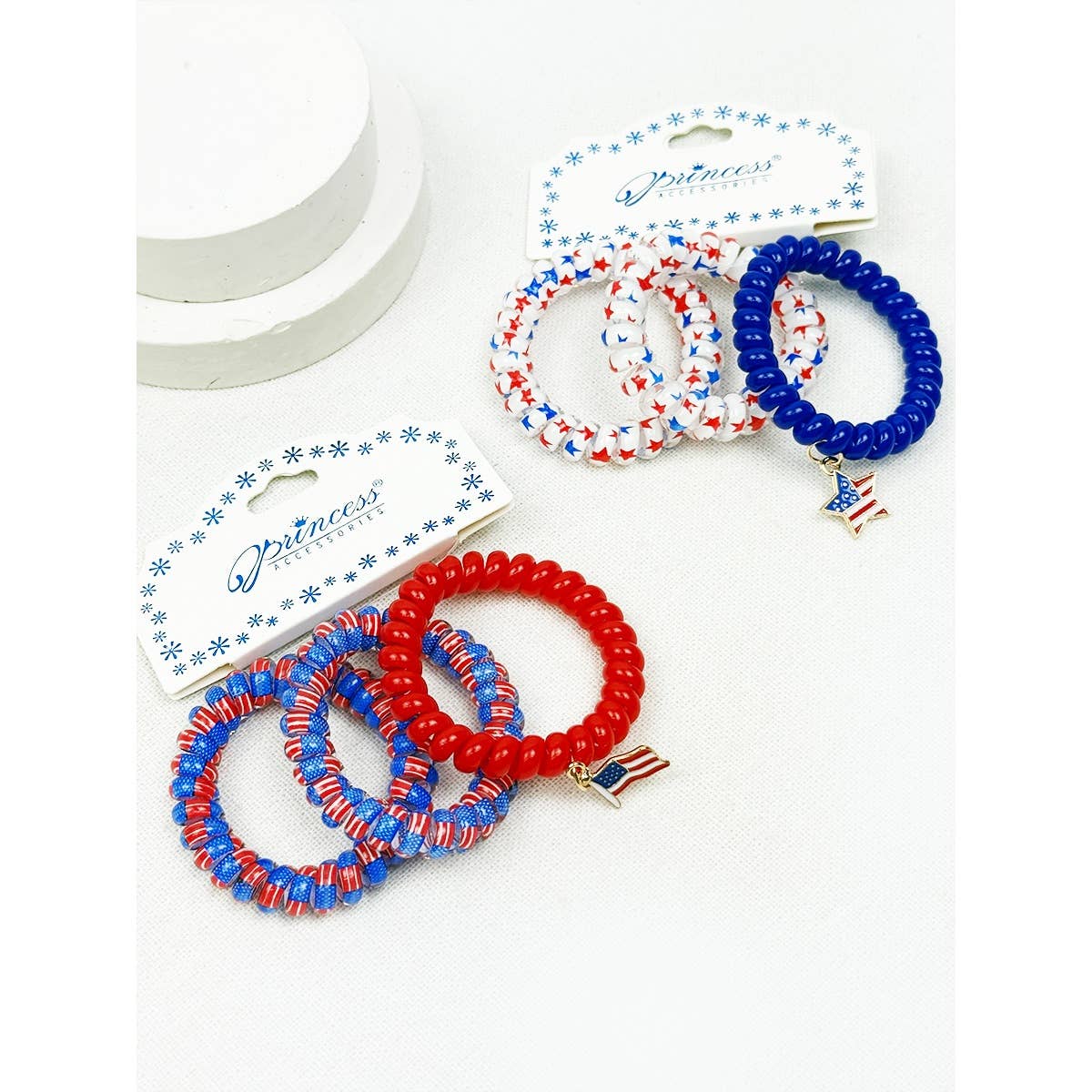 USA Charm Phone Cord Hair Tie Set