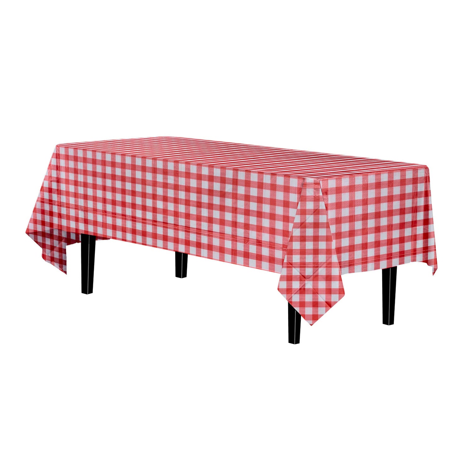 Red gingham 54 in. x 108 in. Rectangle Plastic table cover