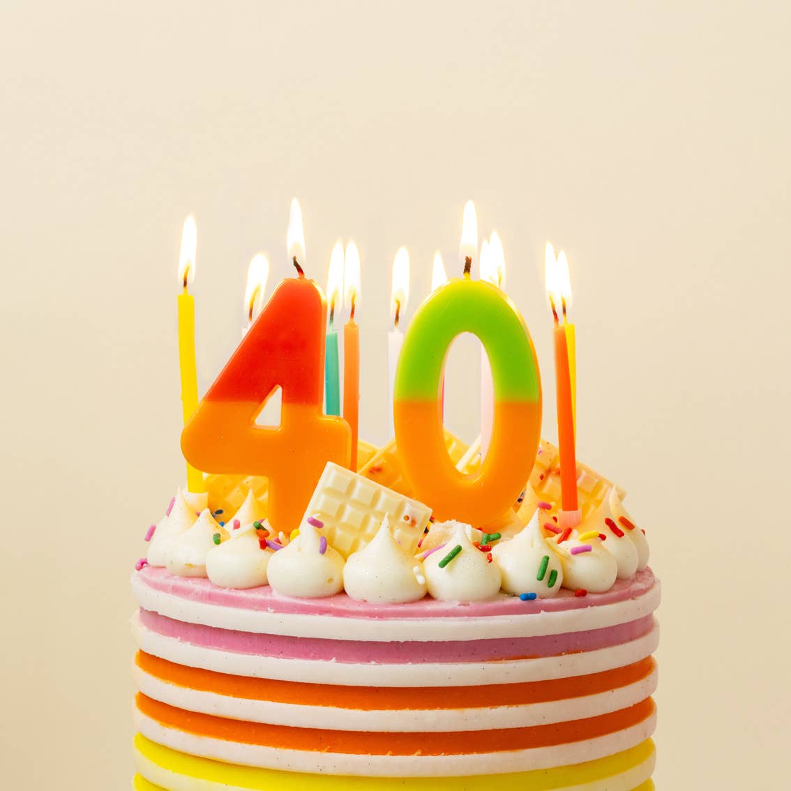 2 Tone Ombre Orange Birthday Number Candles | 0-9 | Single |