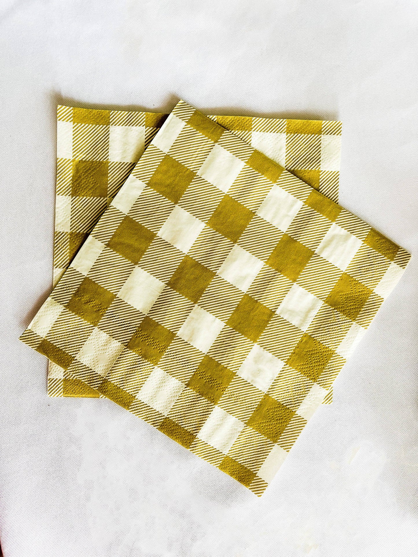 Gold Matte Plaid Dinner Napkin