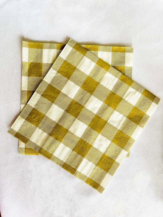 Gold Matte Plaid Dinner Napkin
