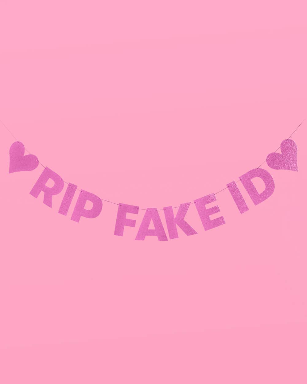 Birthday Party RIP Fake ID Banner, 21st Bday Pink Decor