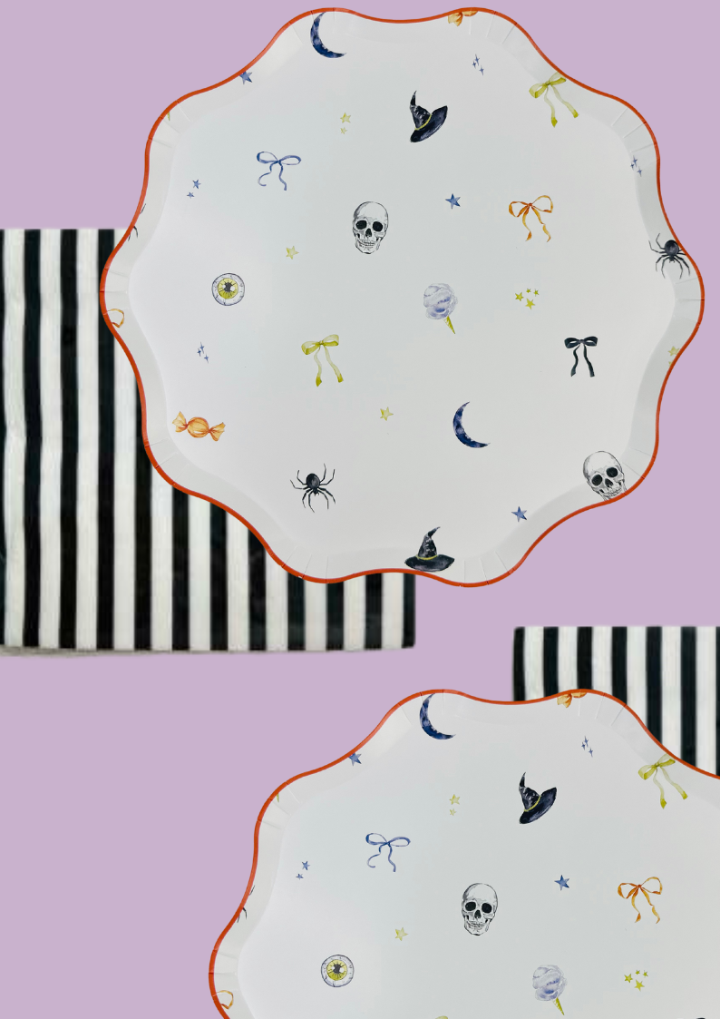 Halloween Black & White Striped Napkin