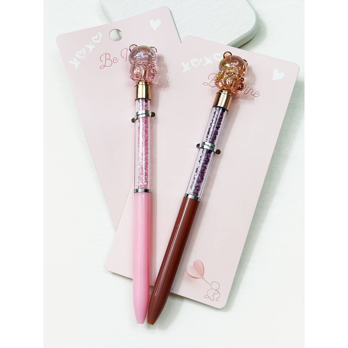 Sweet Bear with Sparkly Beads Pen Set