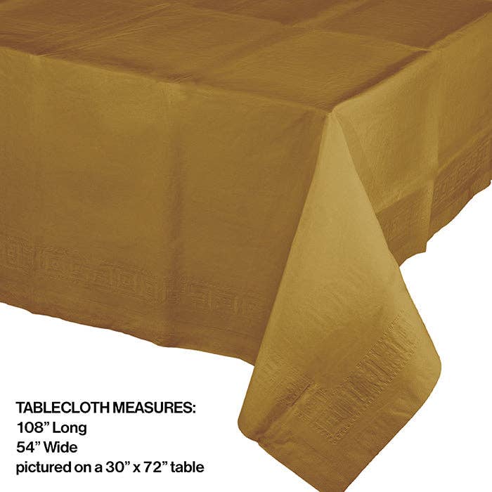 Glittering Gold Plastic Table Covers 54" x 108", 1/Pkg