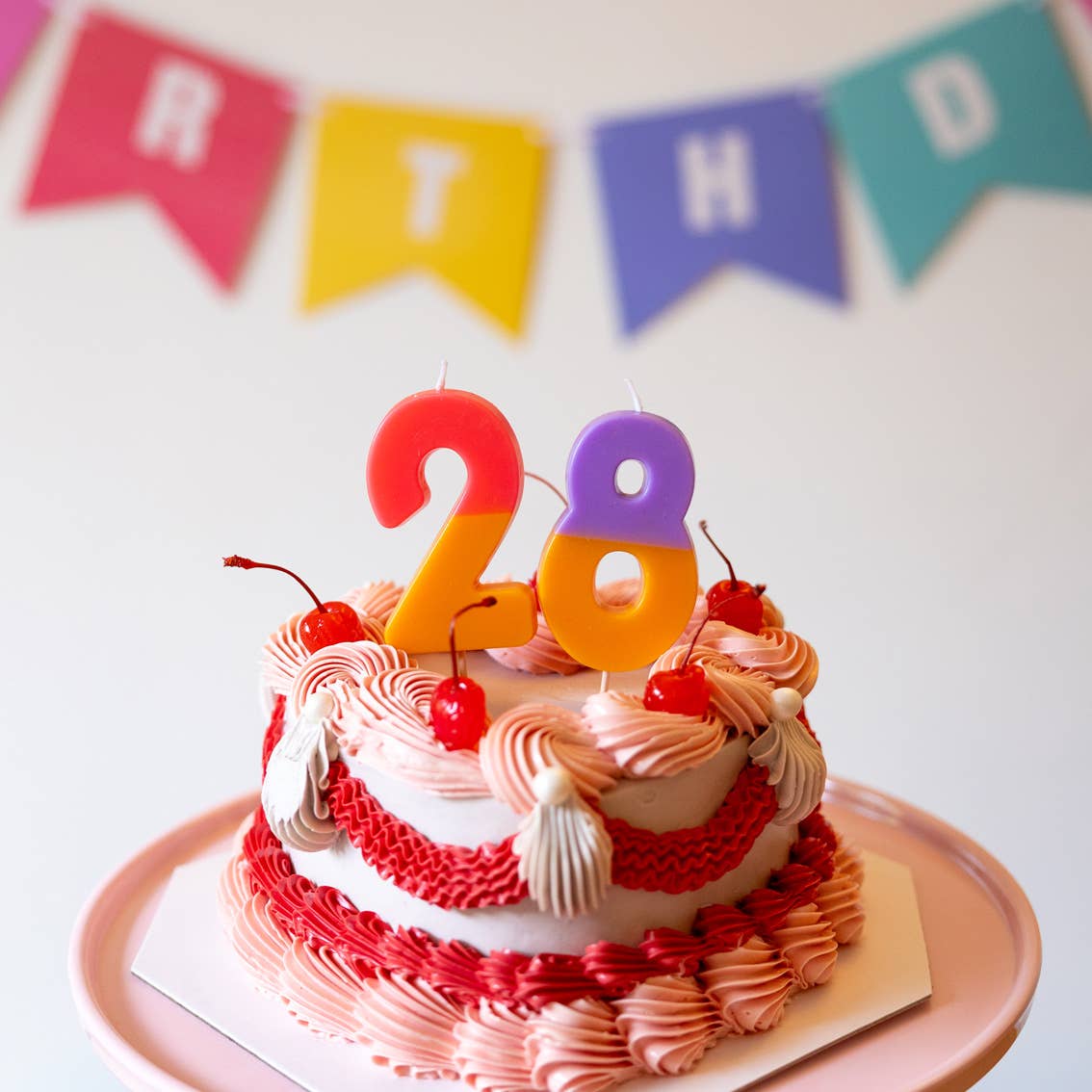 2 Tone Ombre Orange Birthday Number Candles | 0-9 | Single |