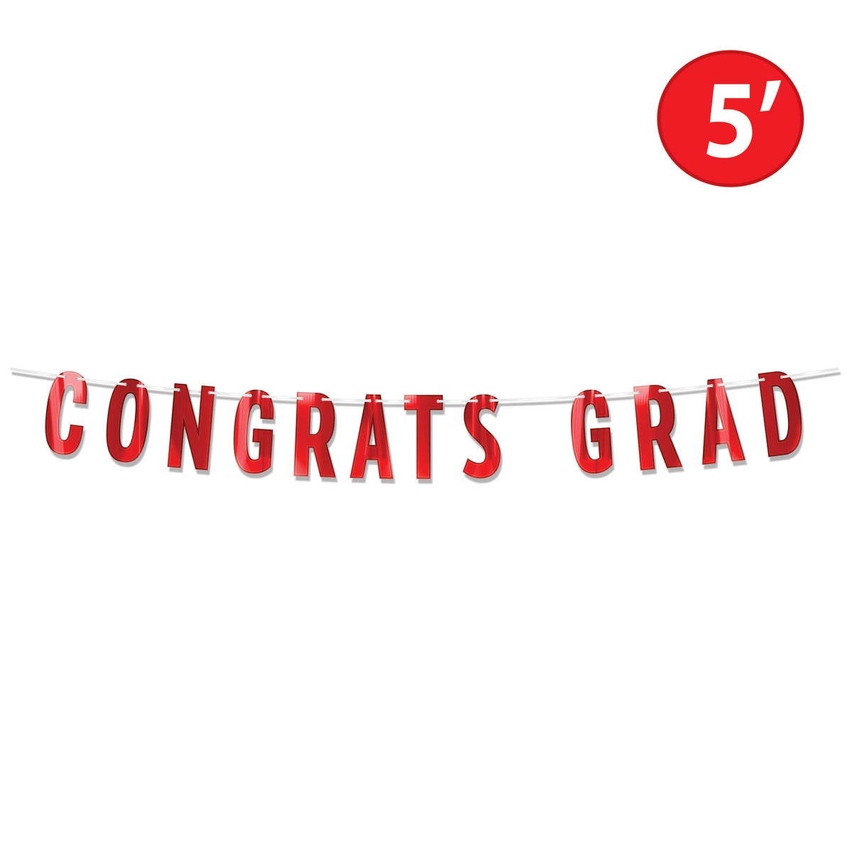 Red Foil "Congrats Grad" Streamer, 6¾" x 5'