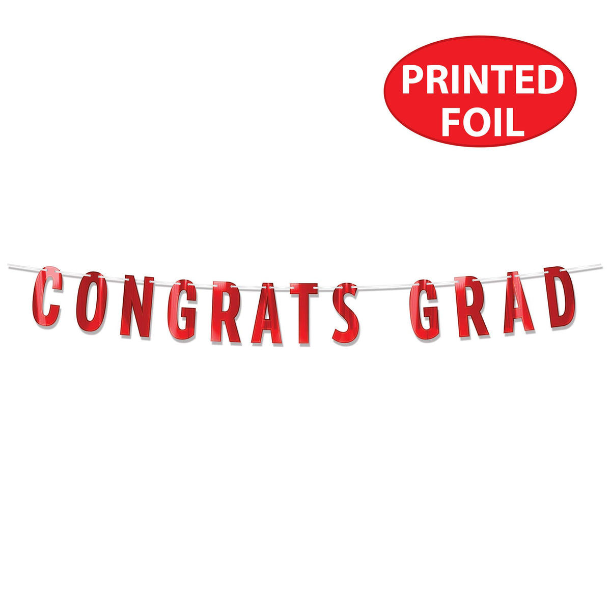 Red Foil "Congrats Grad" Streamer, 6¾" x 5'