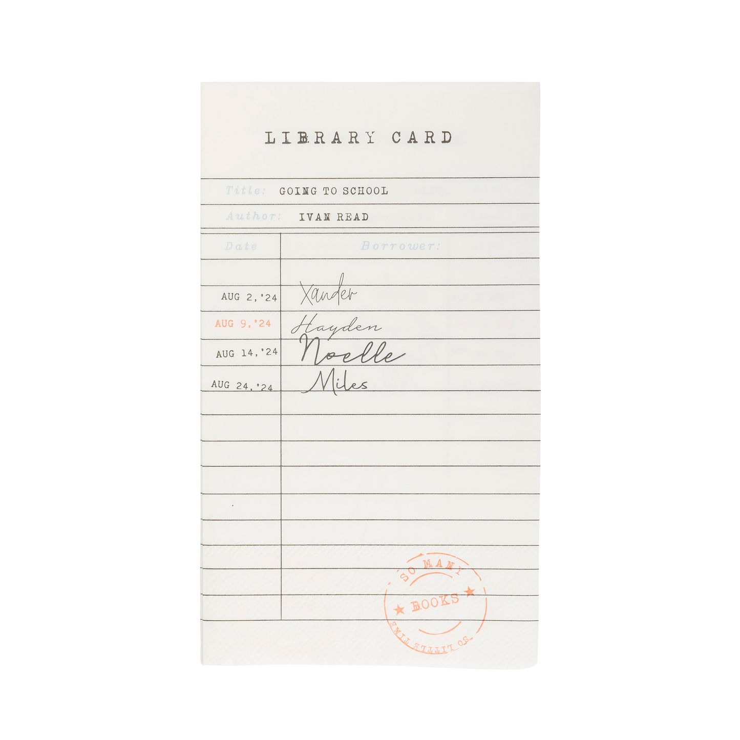 BTS1038 - Occasions By Shakira - Library Card Dinner Napkin
