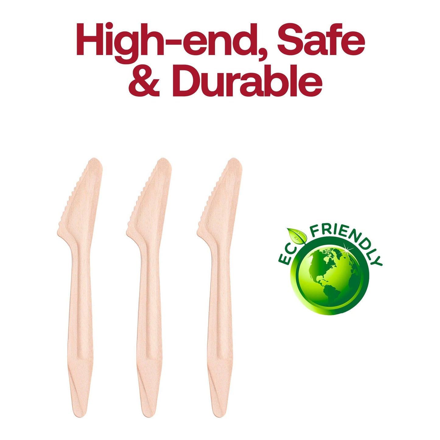Natural Birch Eco-Friendly Disposable Dinner Knives - 25 pcs