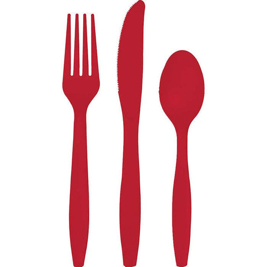 Classic Red Value Friendly Assorted Plastic Cutlery, 18/Pkg