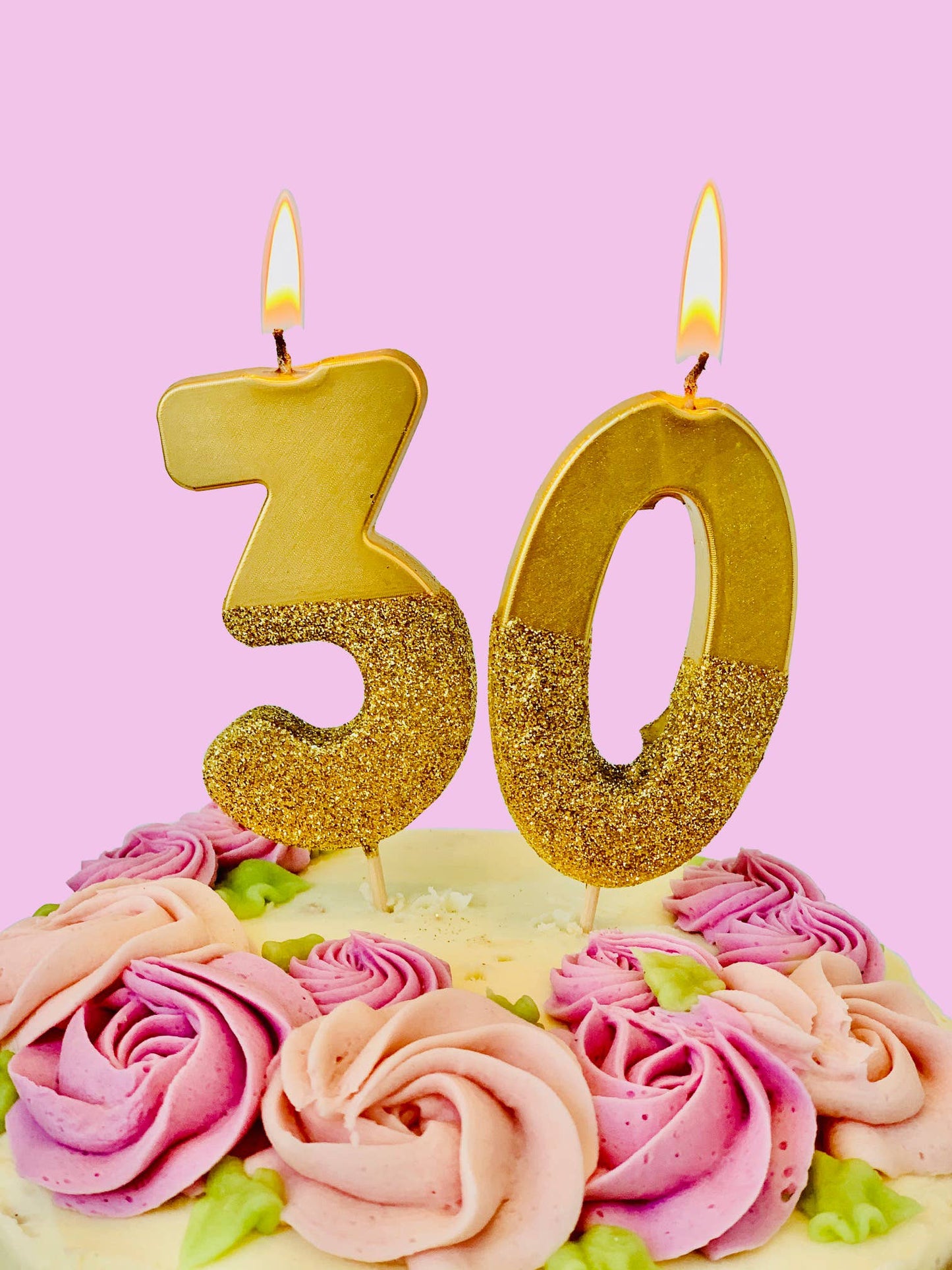 Gold Glitter Birthday Number Candles | 0-9 | Single |
