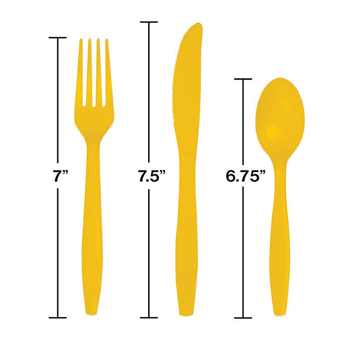 School Bus Yellow Value Asstd Plastic Cutlery, 18/Pkg