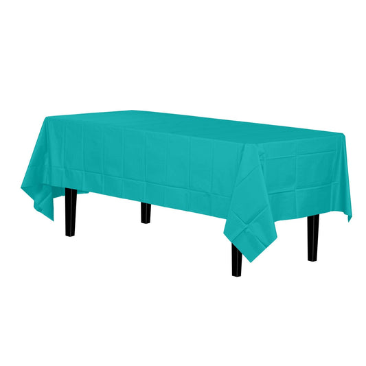 Aqua Blue Disposable Plastic Tablecloth - 54 in. x 108 in.