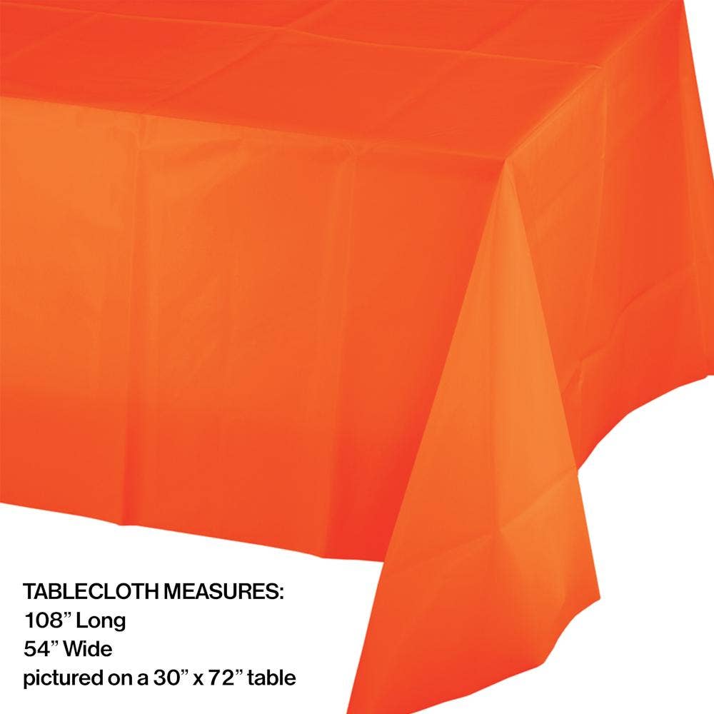 Sunkissed Orange Plastic Table Covers 54" x 108" (12/Case)