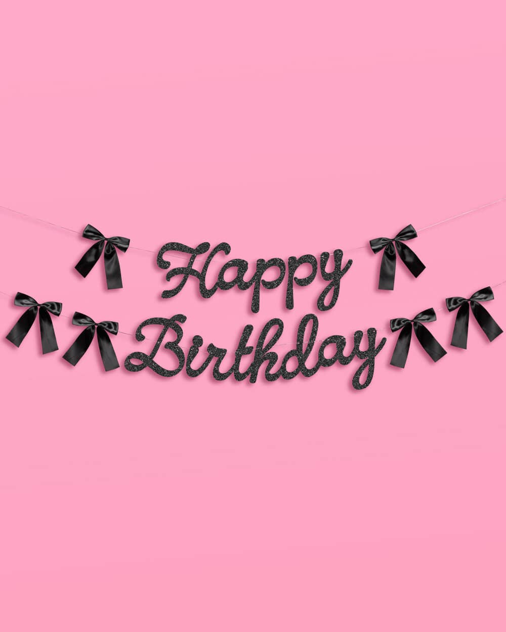 Happy Birthday Black Bow Banner