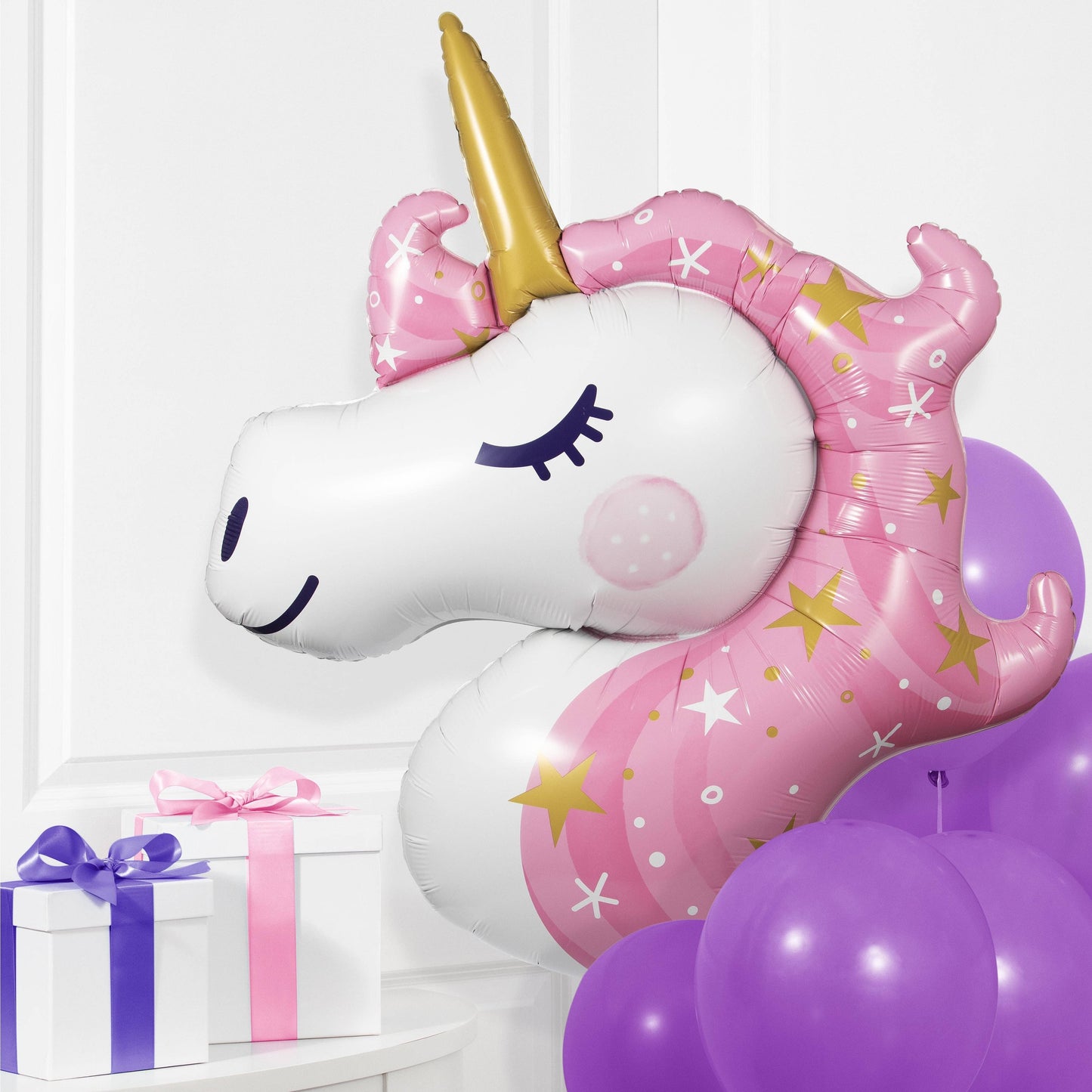 Unicorn Galaxy Metallic Balloon Unicorn Shaped, 1/Pkg NO HELIUM