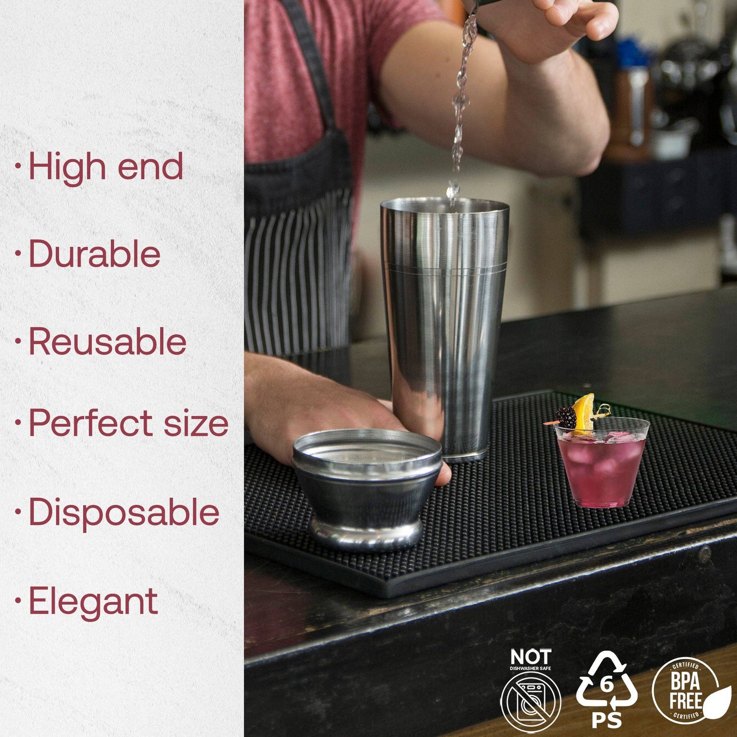 9 oz. Crystal Clear Plastic Disposable Party Cups - 20 pcs