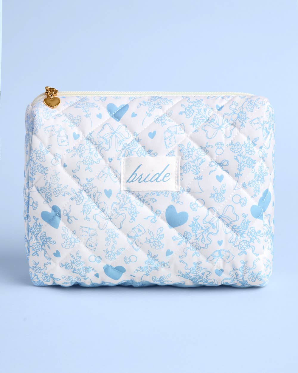 Quilted Cosmetic Bag - Bridal, Bachelorette, Something Blue