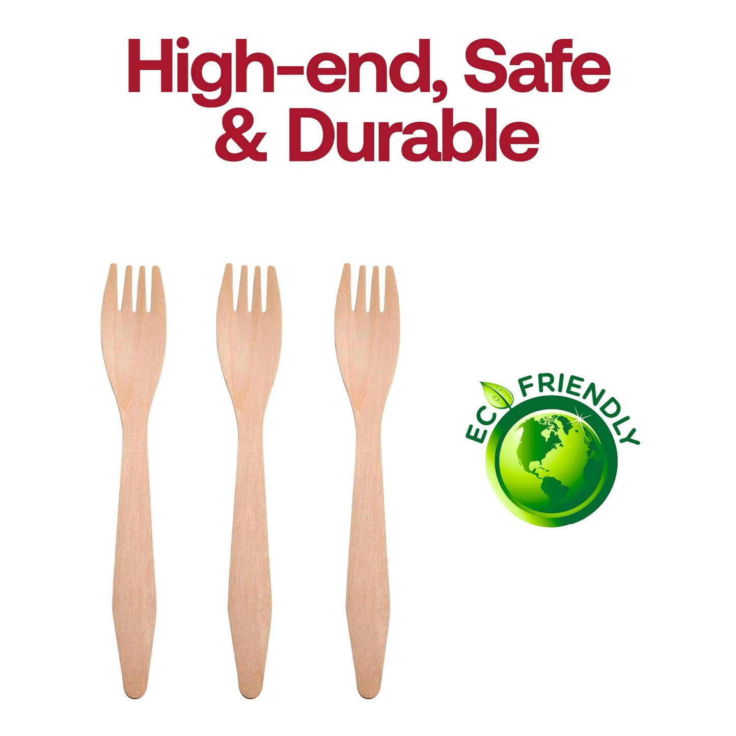 Natural Birch Eco-Friendly Disposable Dinner Forks - 25 pcs