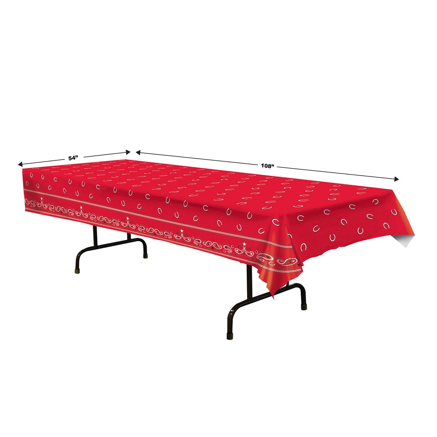 Western Red Bandana Plastic Disposable Tablecover 54" x 108"