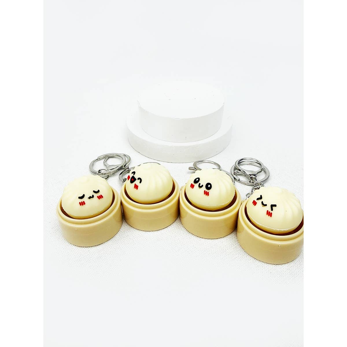 Light Up Cute Dumpling Clicker Keychain
