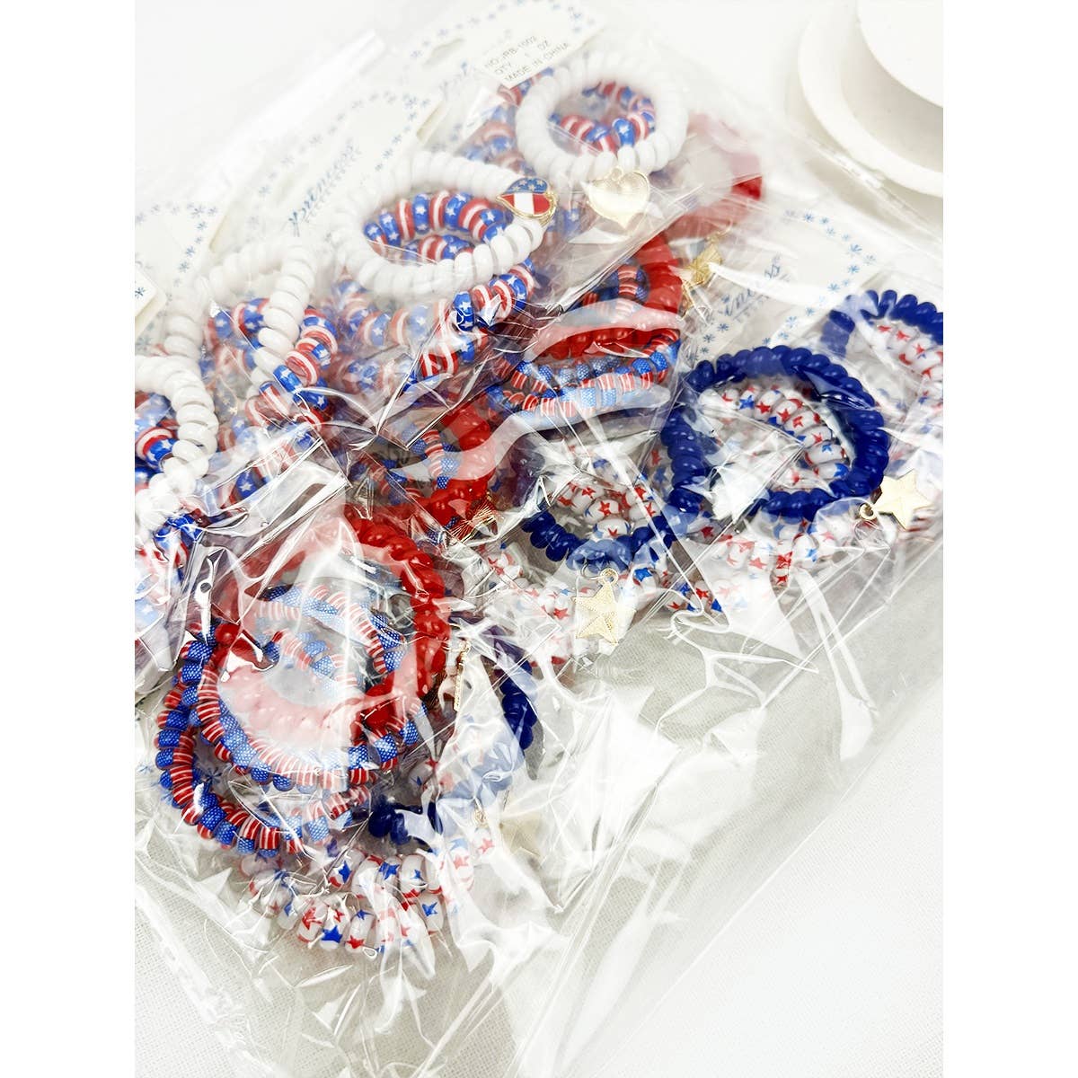 USA Charm Phone Cord Hair Tie Set