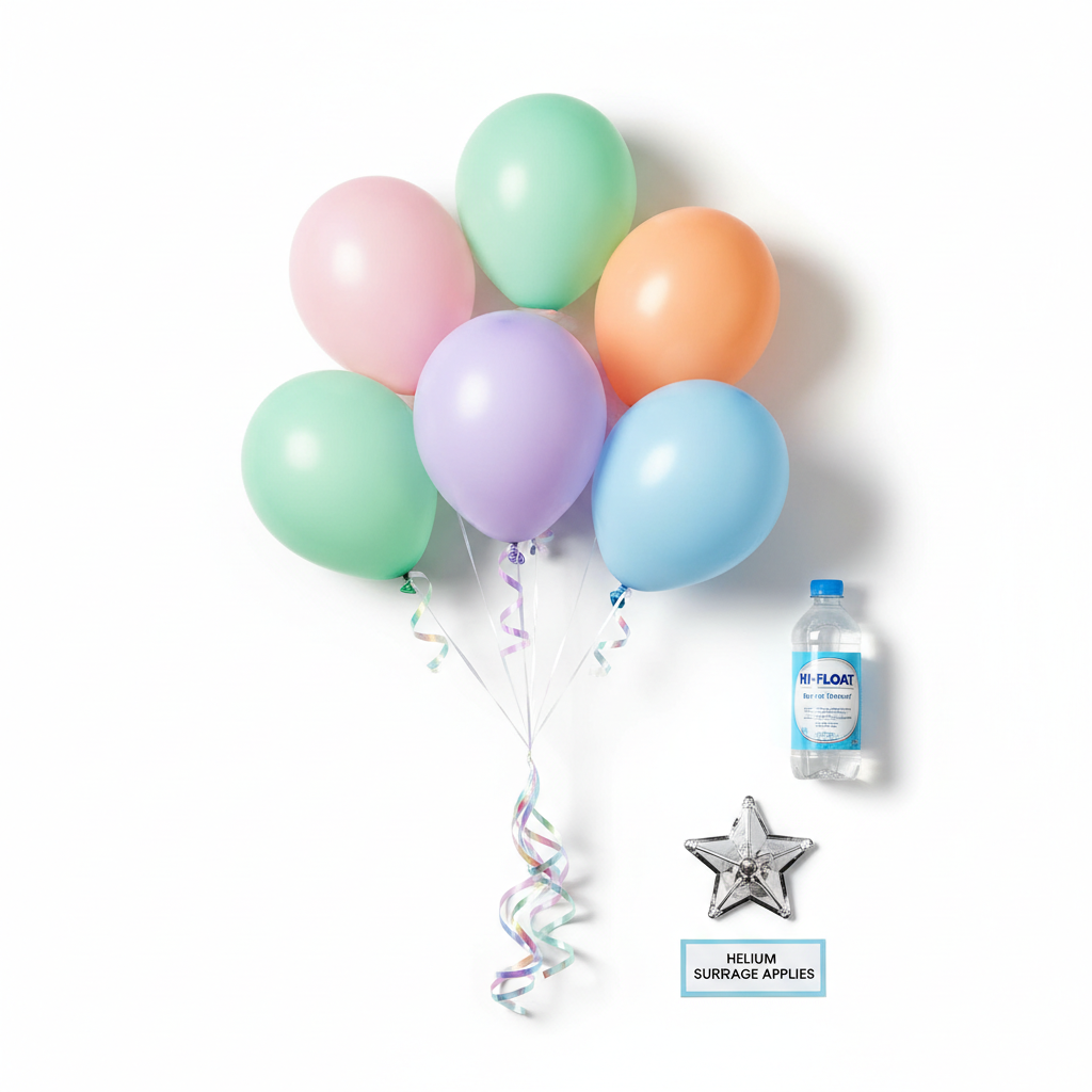 Party Balloon Bundle – 12" Kalisan Macaron (5-Pack + Helium + Hi-Float)