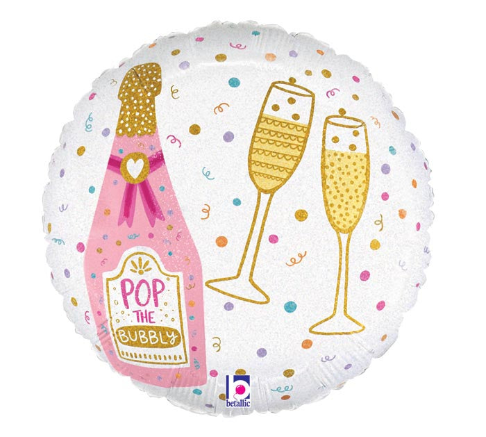 18"PKG PARTY TIME CHAMPAGNE 2 SIDED HOLO