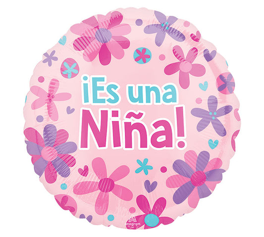 18"PKG SPA ES UNA NINA FLOWERS NO HELIUM