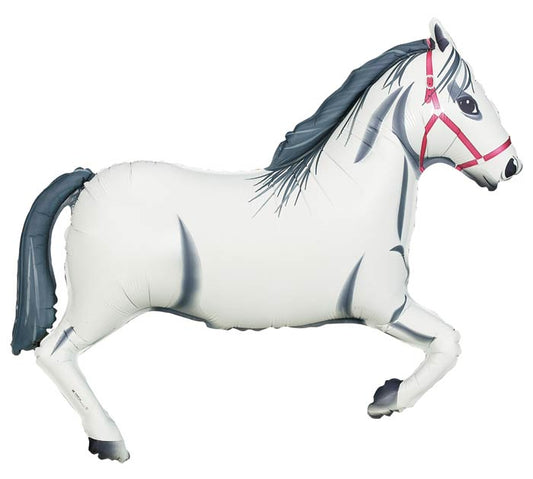 34" WHITE HORSE SHAPE NO HELIUM